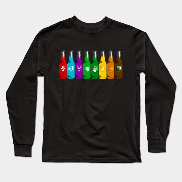 Zombie Perks Lined Up on Black Long Sleeve T-Shirt by LANStudios